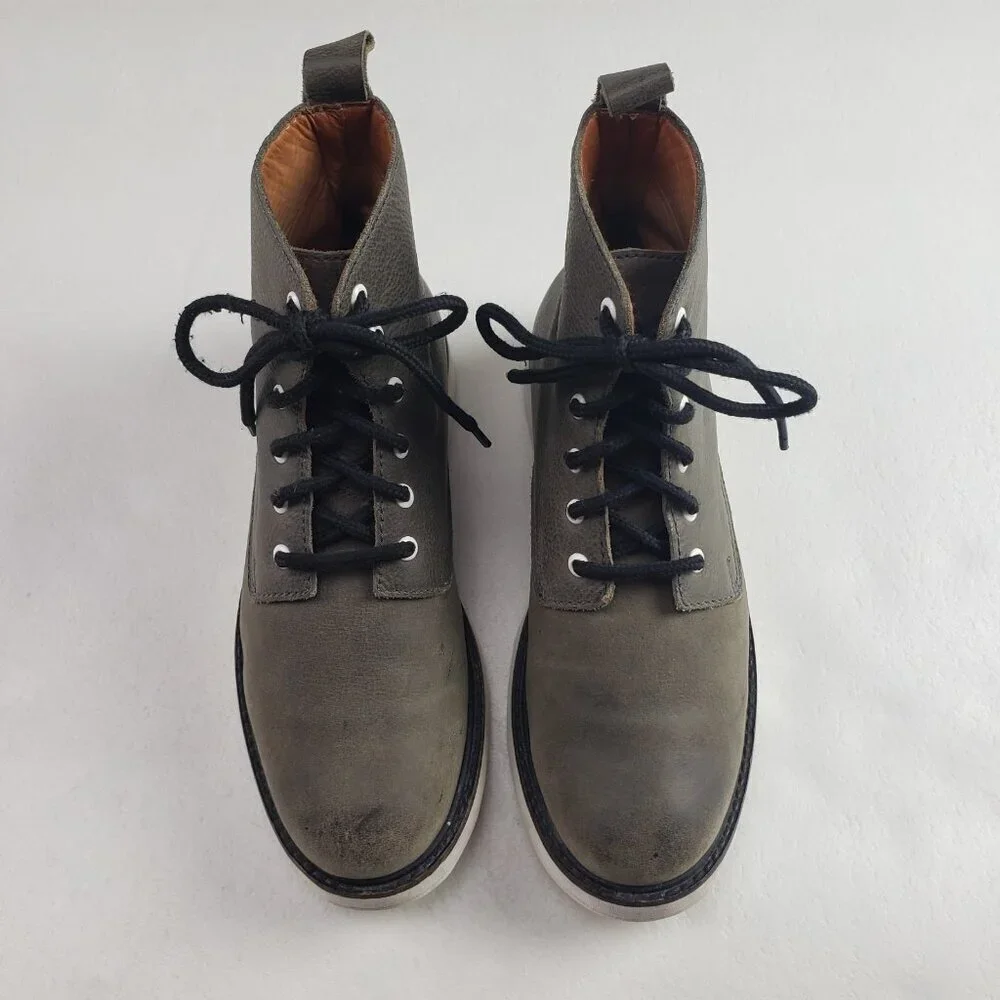 Oliver Clark Leather Ankle Boot Womens 8 Gray Lace Up Handmade Classic